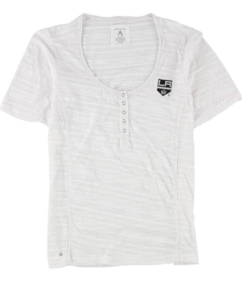Antigua Womens Intent Burnout Henley Shirt in White