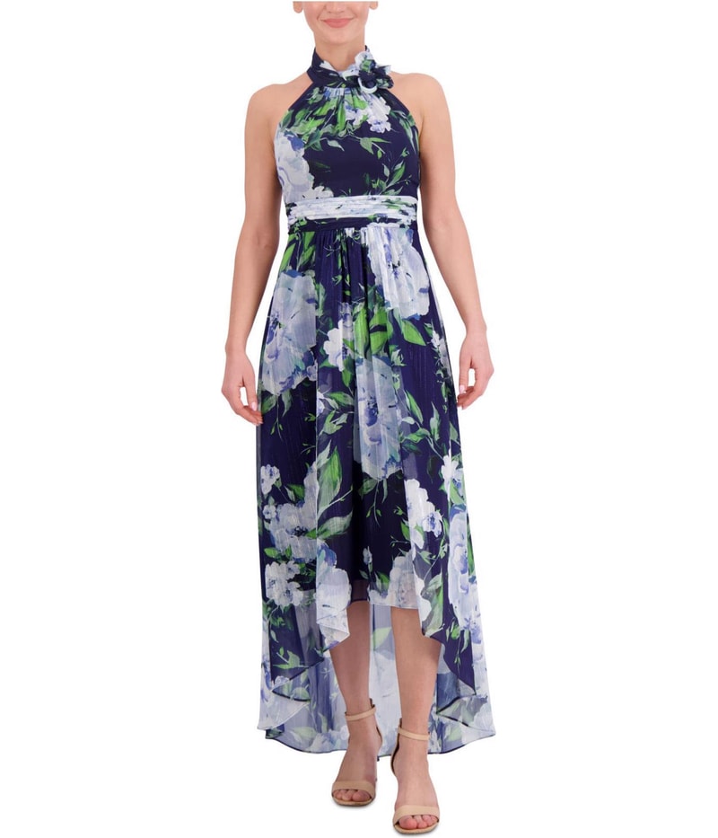 Eliza J Womens Metallic A-line Dress in Navy
