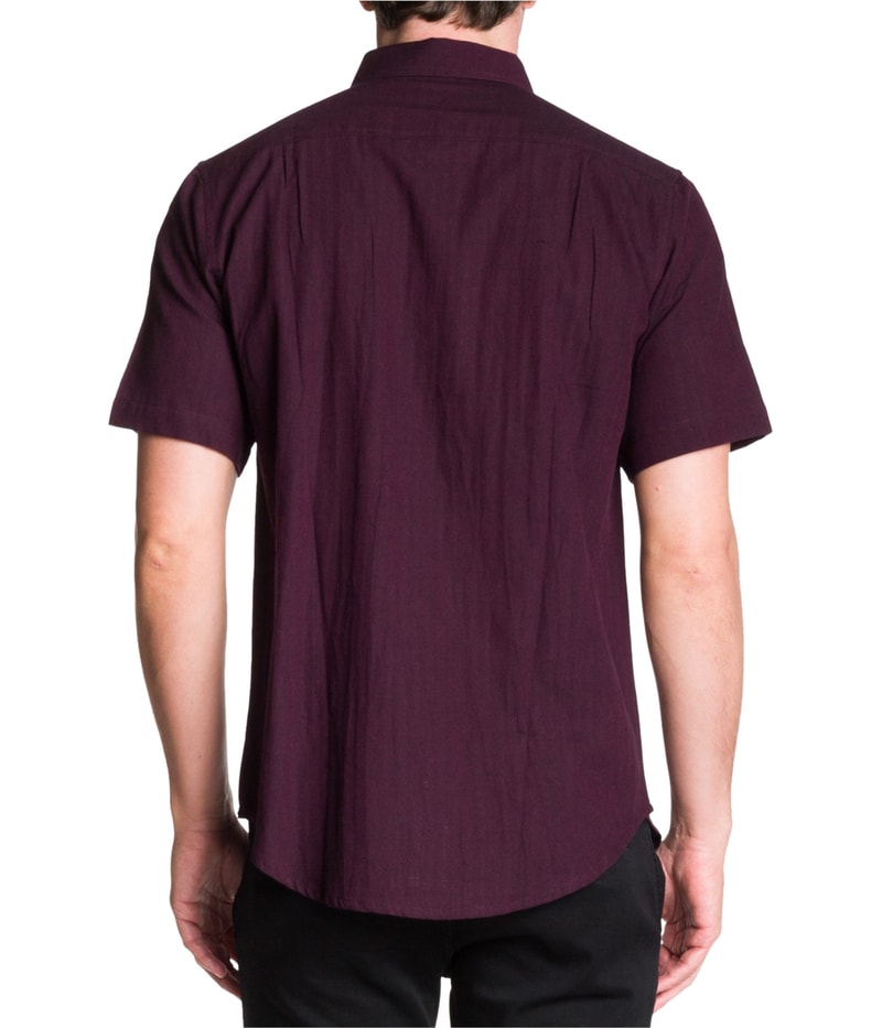 Ezekiel Mens Herringbone Button Up Shirt in Wine