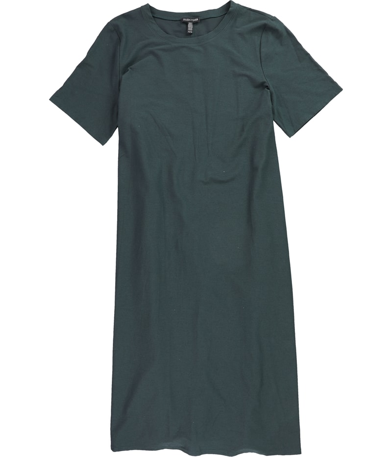 Eileen Fisher Womens Solid Shirt Dress in Green