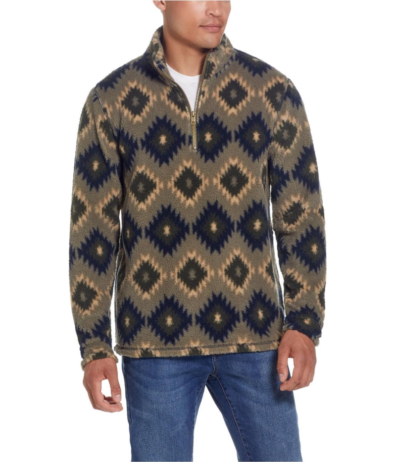 Weatherproof Mens Southwest Printed Sherpa Fleece Jacket in Bright Green