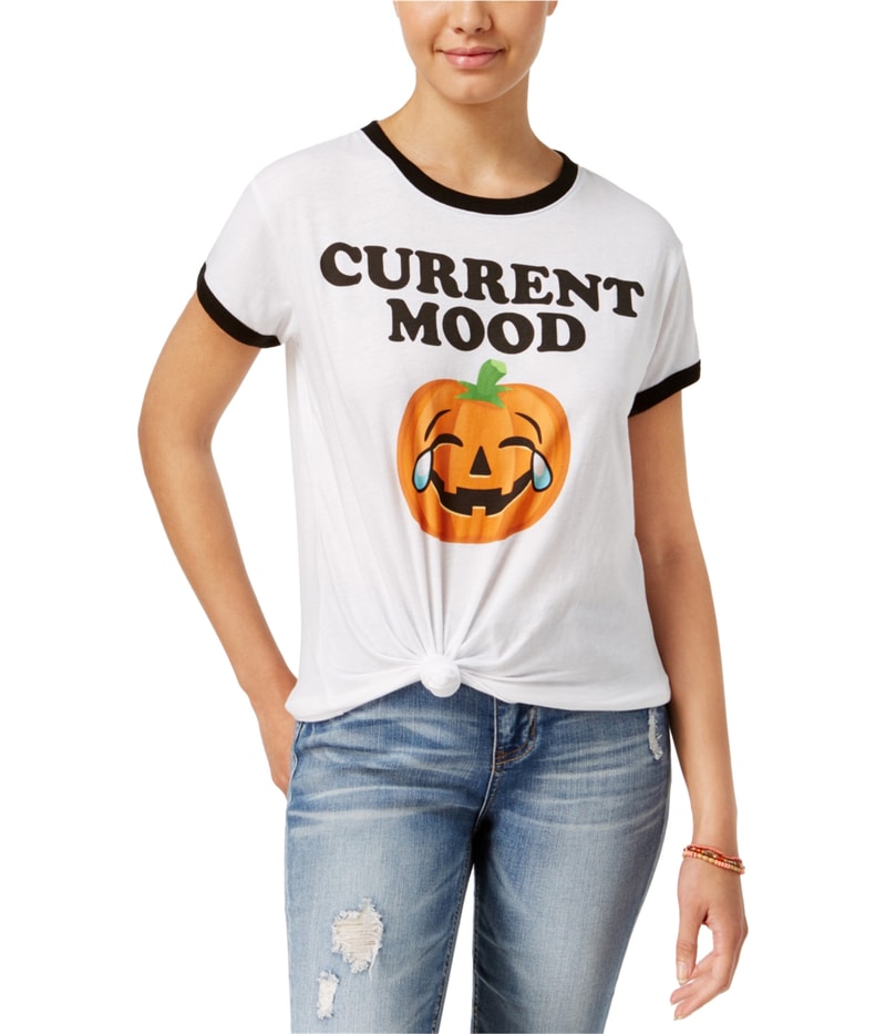 Mighty Fine Womens Current Mood Graphic T-Shirt in White