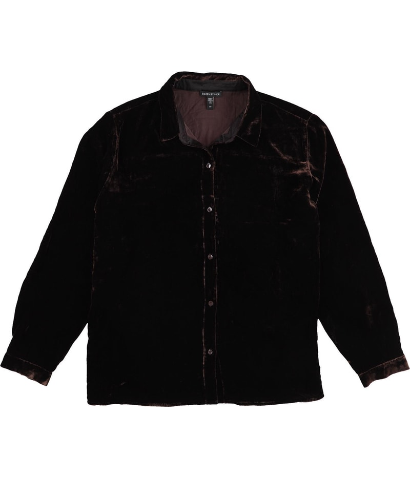 Eileen Fisher Womens Classic Collar Button Up Shirt in Purple