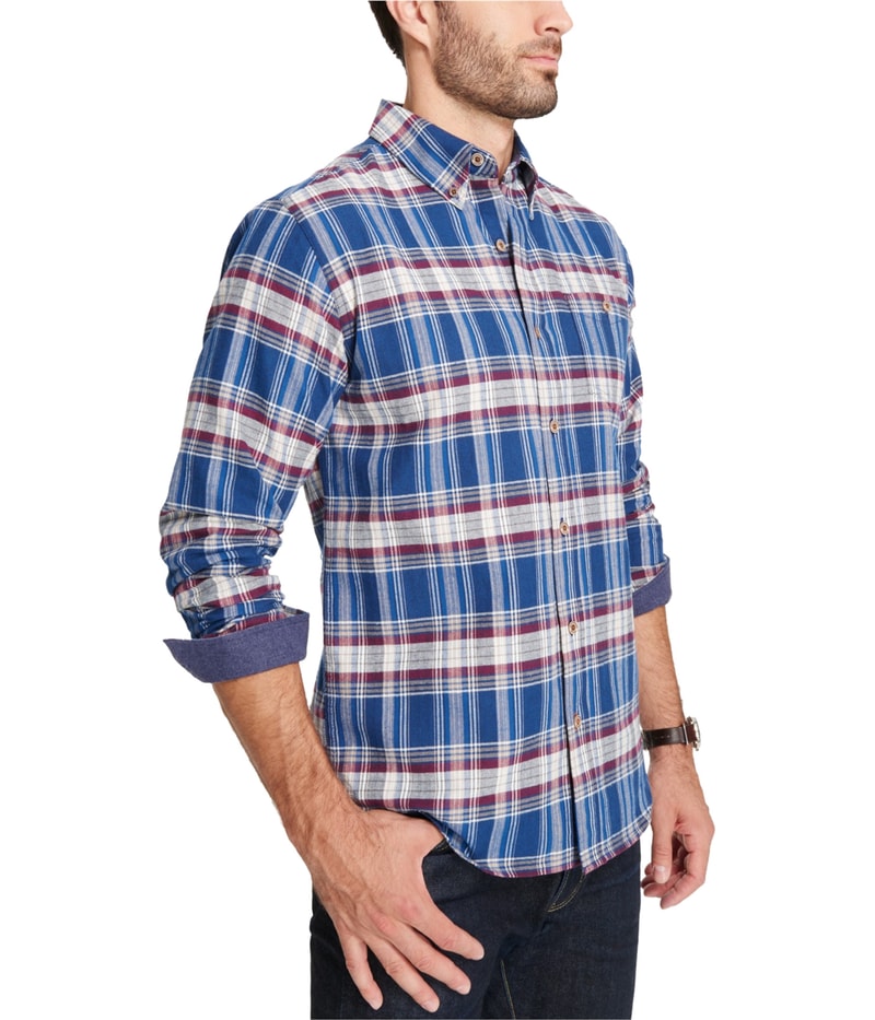 Weatherproof Mens Flannel Button Up Shirt in Blue
