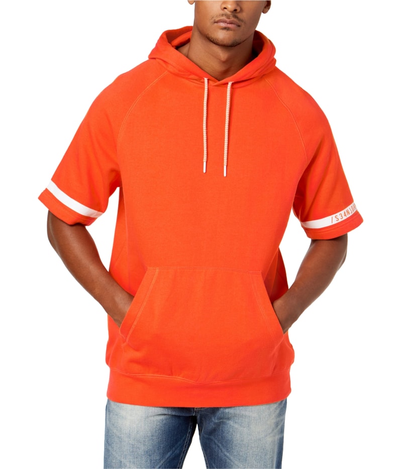 Sean John Mens Stripe Sleeve Hoodie Sweatshirt in Orange