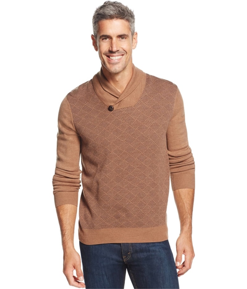 Geoffrey Beene Mens Diamond-Print Pullover Sweater