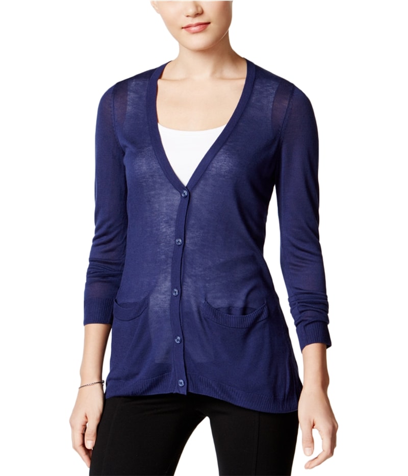 G.H. Bass & Co. Womens Knit Cardigan Sweater in Blue