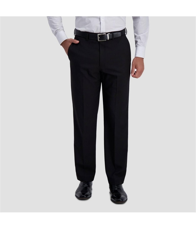 Haggar Mens Repreve Stretch Straight Leg Classic Dress Pant Slacks in Black