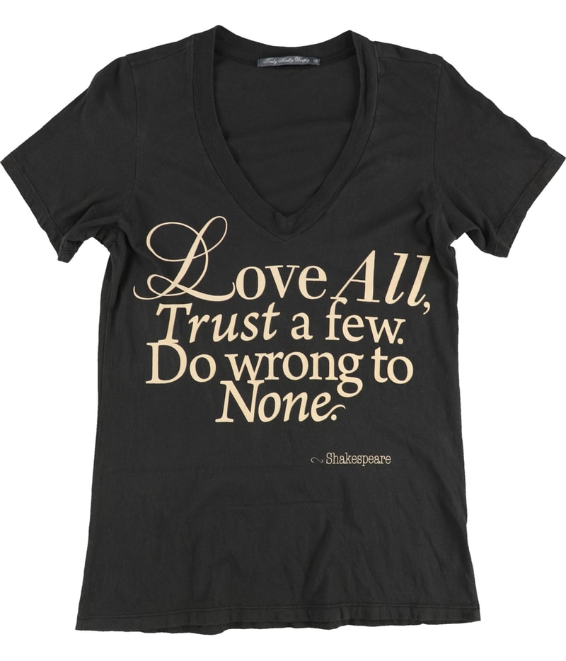 dirty violet Womens Love All, Trust A Few Graphic T-Shirt in Black