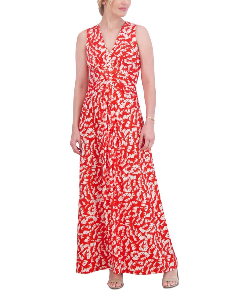Jessica Howard Womens Printed Maxi Dress in Bright Red