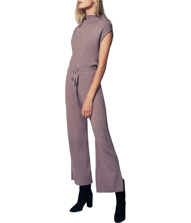 b New York Womens Drawstring Wide Leg Casual Pants in Mauve