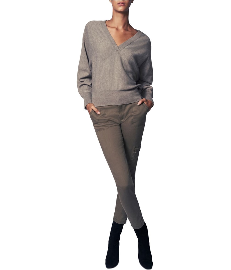 b New York Womens Solid Straight Leg Cargo Casual Pants in Green