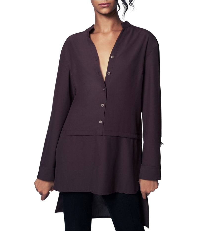 b New York Womens Solid Tunic Blouse in Brown
