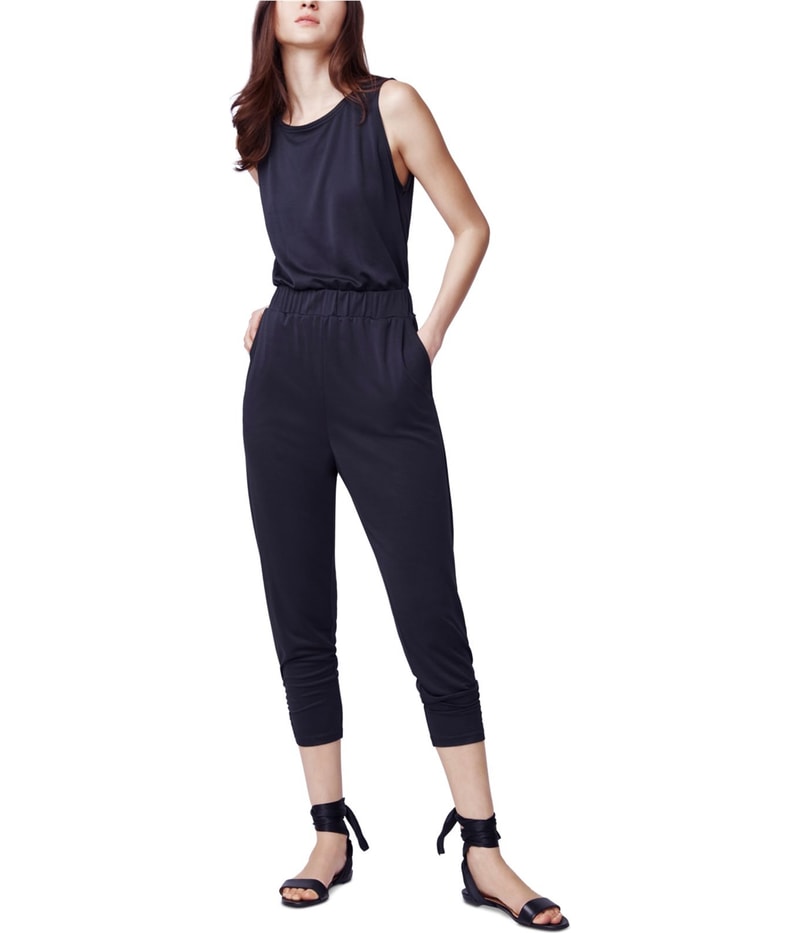 b New York Womens Solid Jumpsuit in Black
