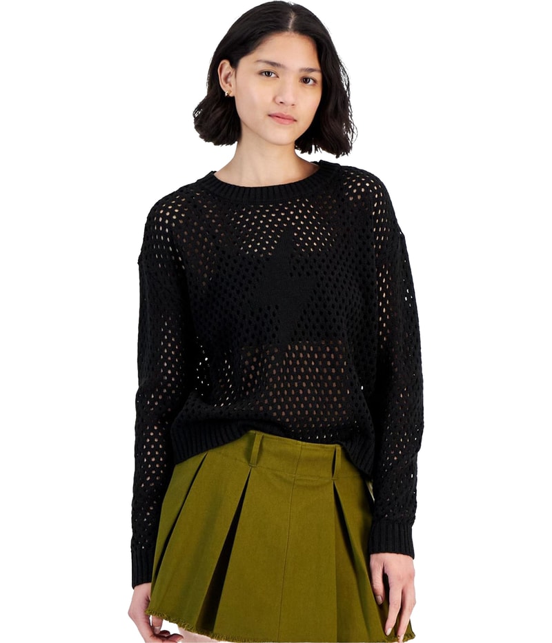 JUST POLLY Womens Mesh Pullover Sweater