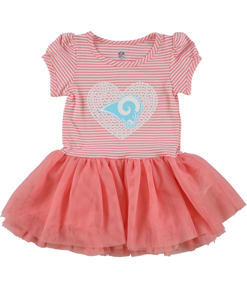 NFL Girls Sequin Heart W/Ram A-line Dress in Pink