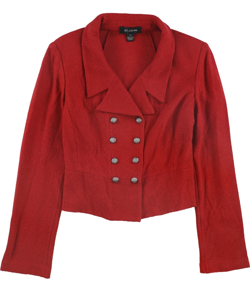 St. John Womens Gail Cropped Jacket in Red