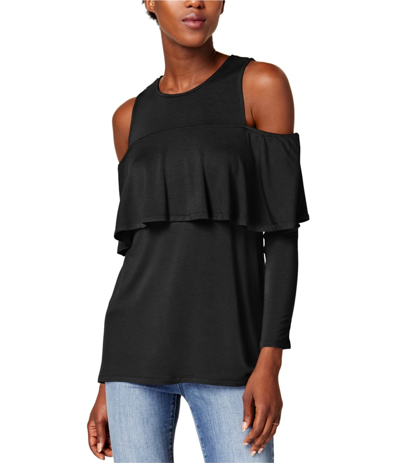 Kensie Womens Cold Shoulder Knit Blouse