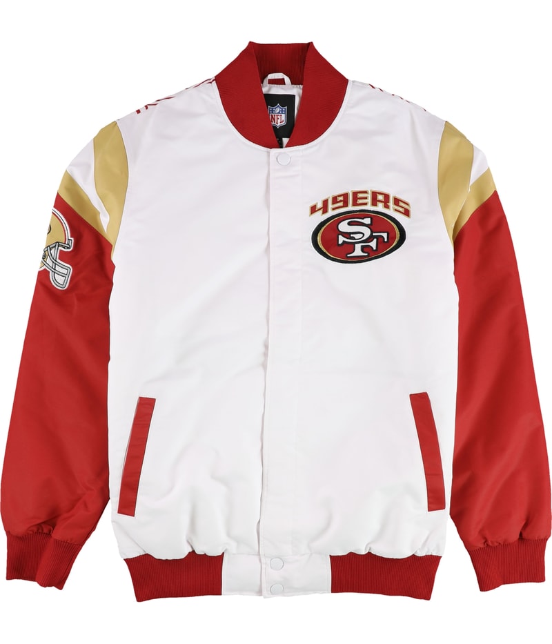 G-III Sports Mens San Francisco 49ERS Varsity Jacket in White