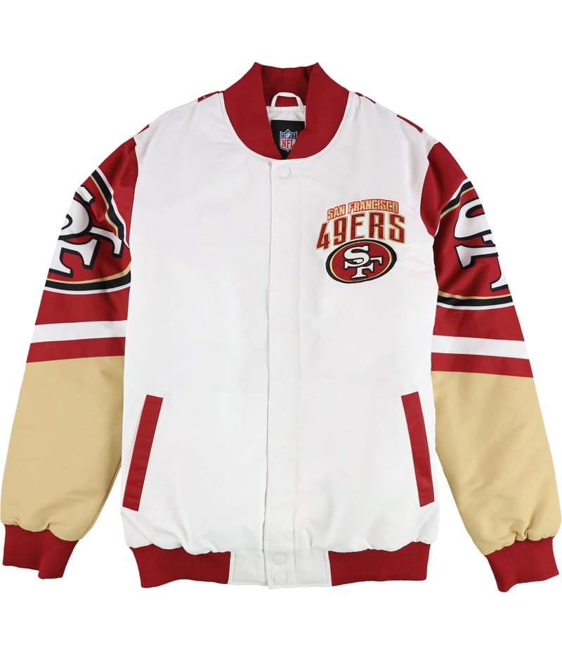 G-III Sports Mens San Francisco 49ERS Varsity Jacket in White
