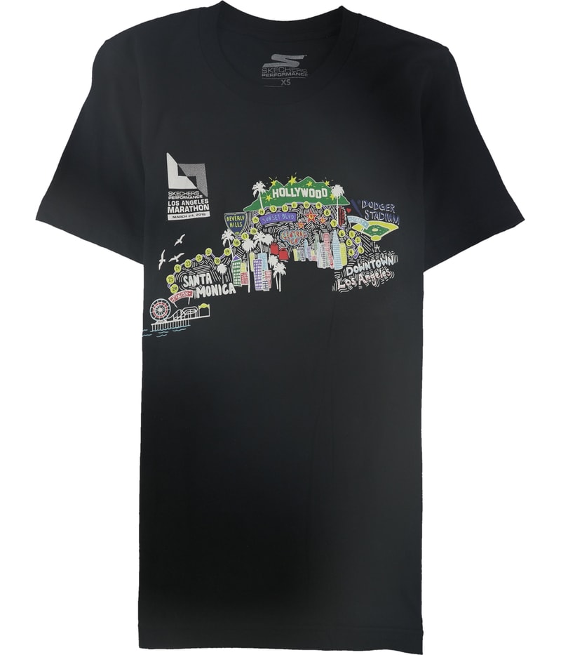 Skechers Mens Los Angeles Marathon 2019 Graphic T-Shirt in Black