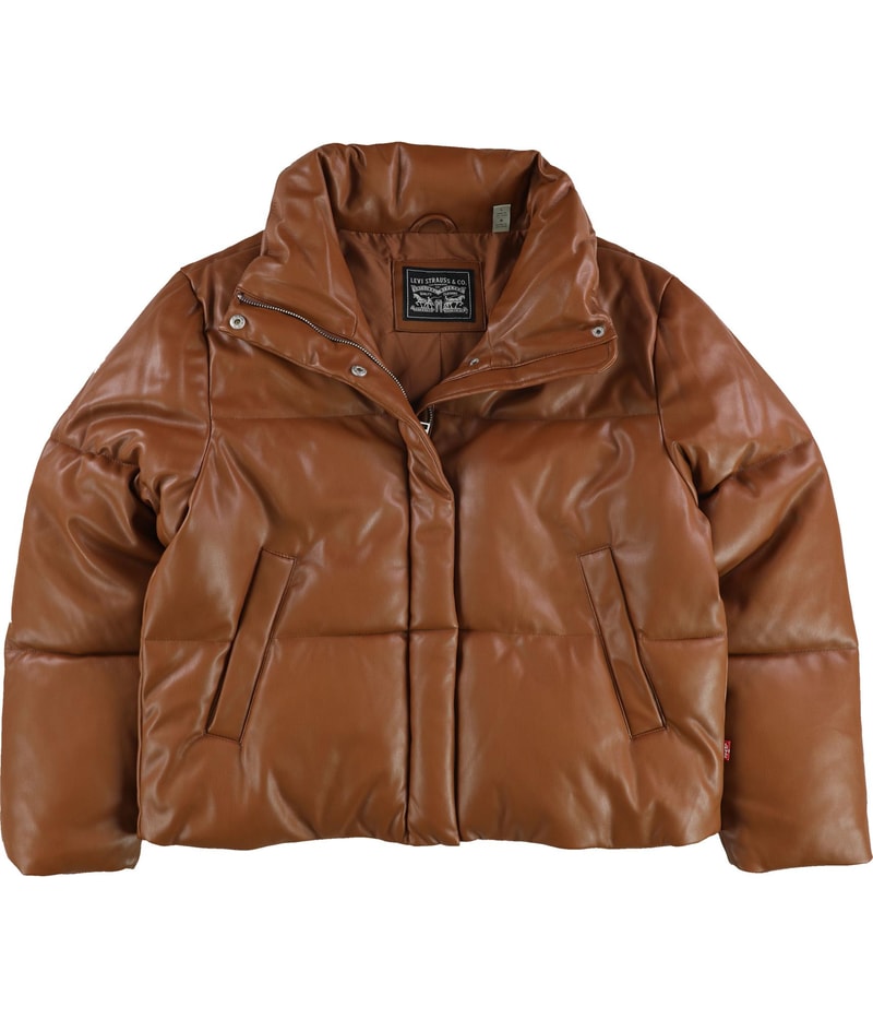 Levi’s Womens Faux Leather Quilted Puffer Jacket