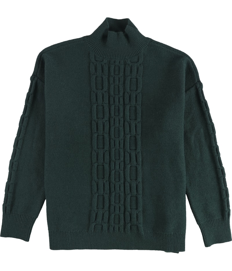 Calvin Klein Womens Chain Stitch Pullover Sweater in Green
