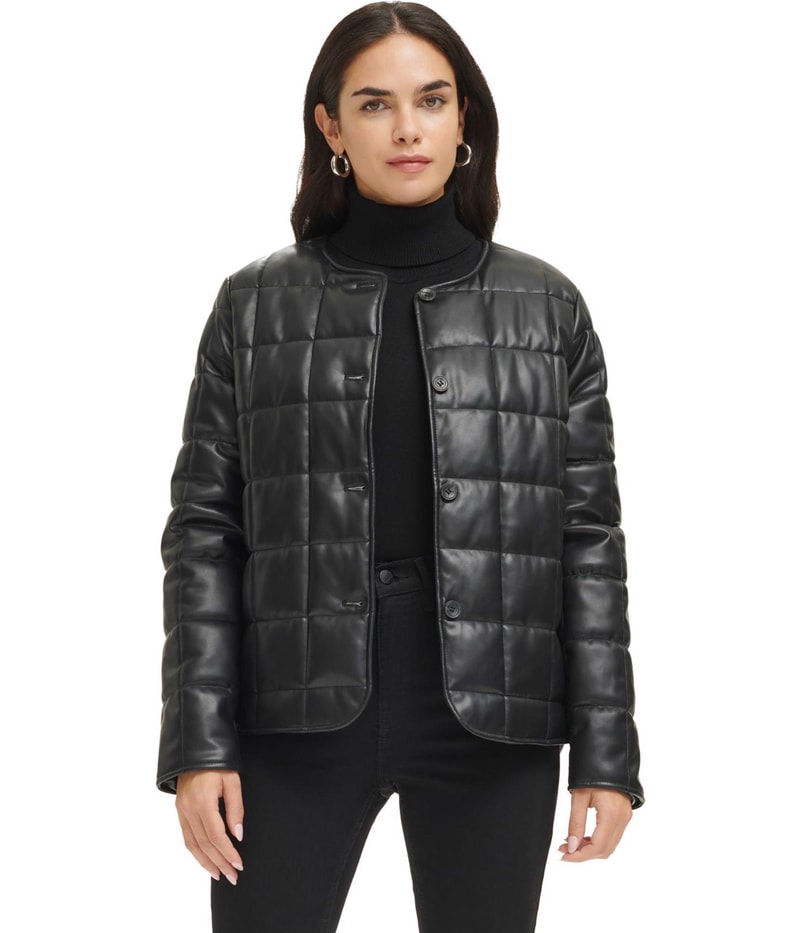 Calvin Klein Womens Boxy Quilted Puffer Jacket in Black
