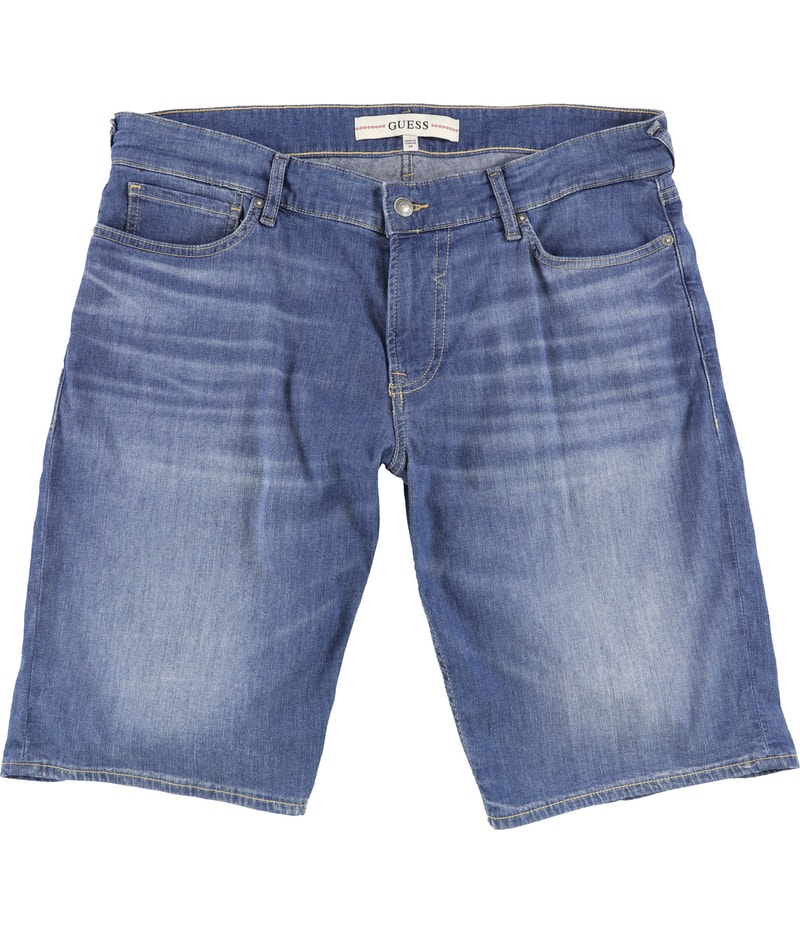 GUESS Mens Sonny Slim-Fit Stretch 12” Casual Denim Shorts in Turquoise
