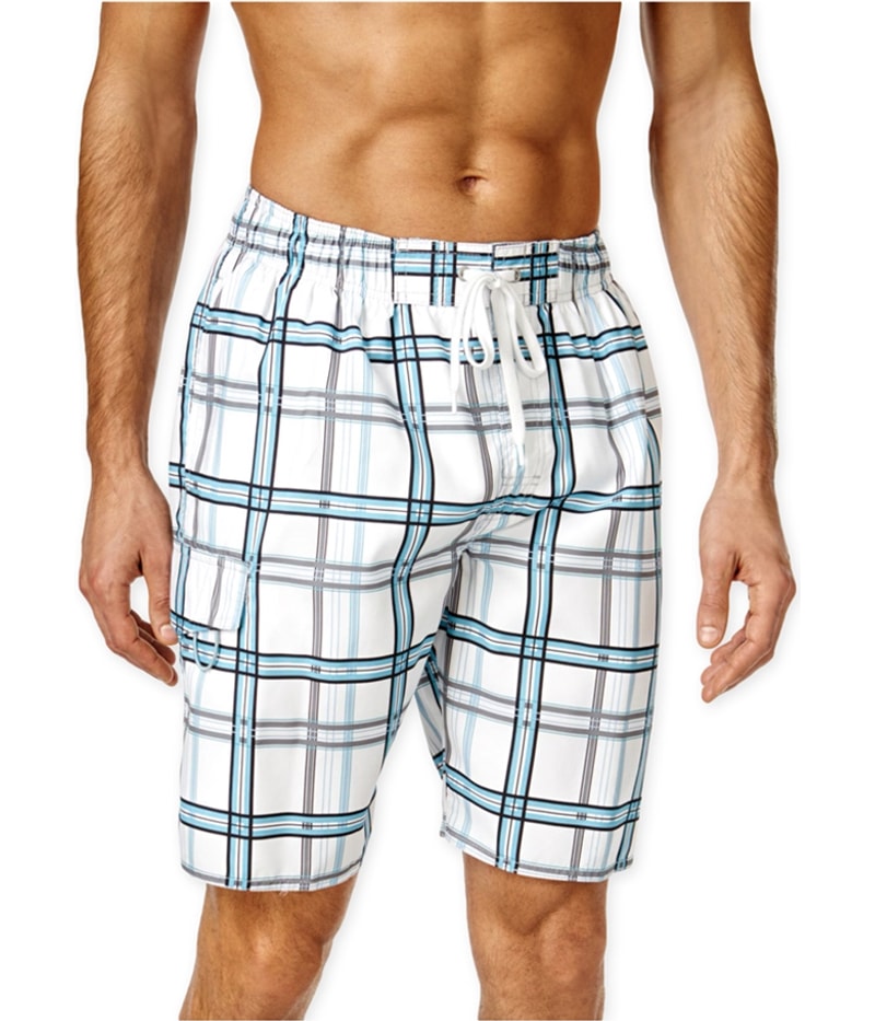 Newport Blue Mens Plaid Swim Bottom Board Shorts