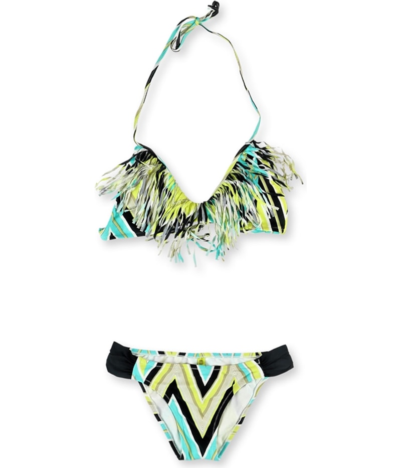 Raisins Womens Kara Fringe 2 Piece Bikini in Green