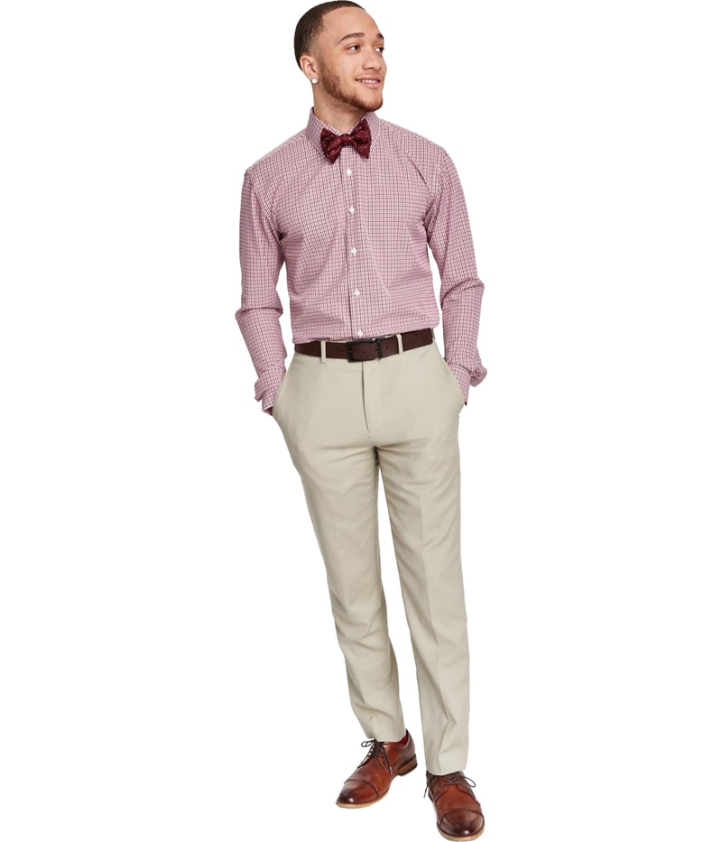 Tayion Collection Mens Slim-Fit Plaid Button Down Dress Shirt