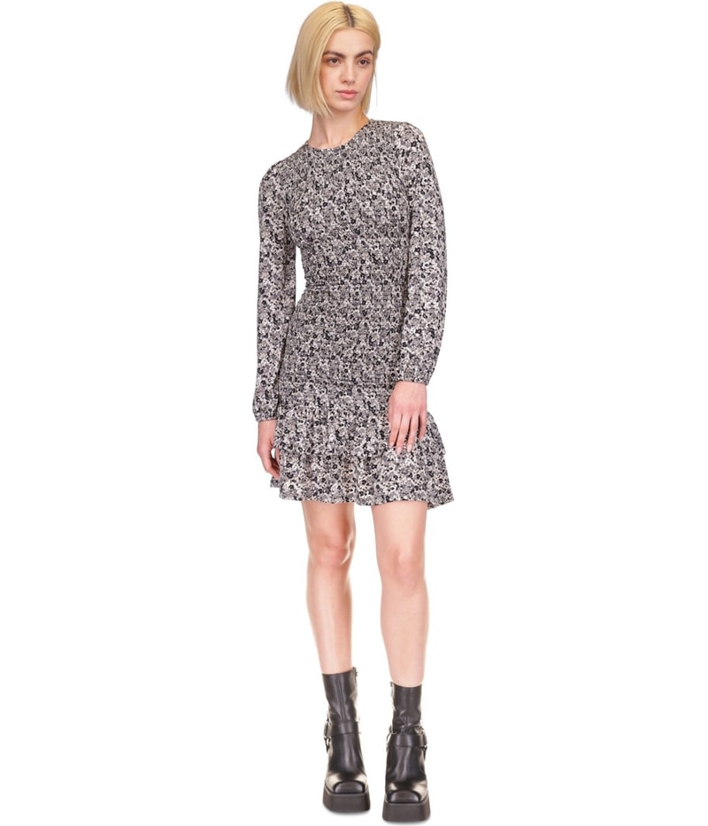 Michael Kors Womens Smocked Ruffle Mini Dress