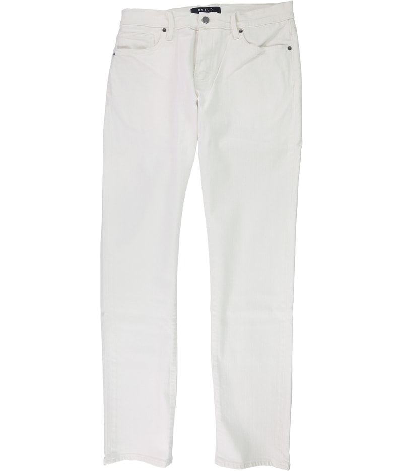 DSTLD Mens Solid Tapered Slim Jeans in White