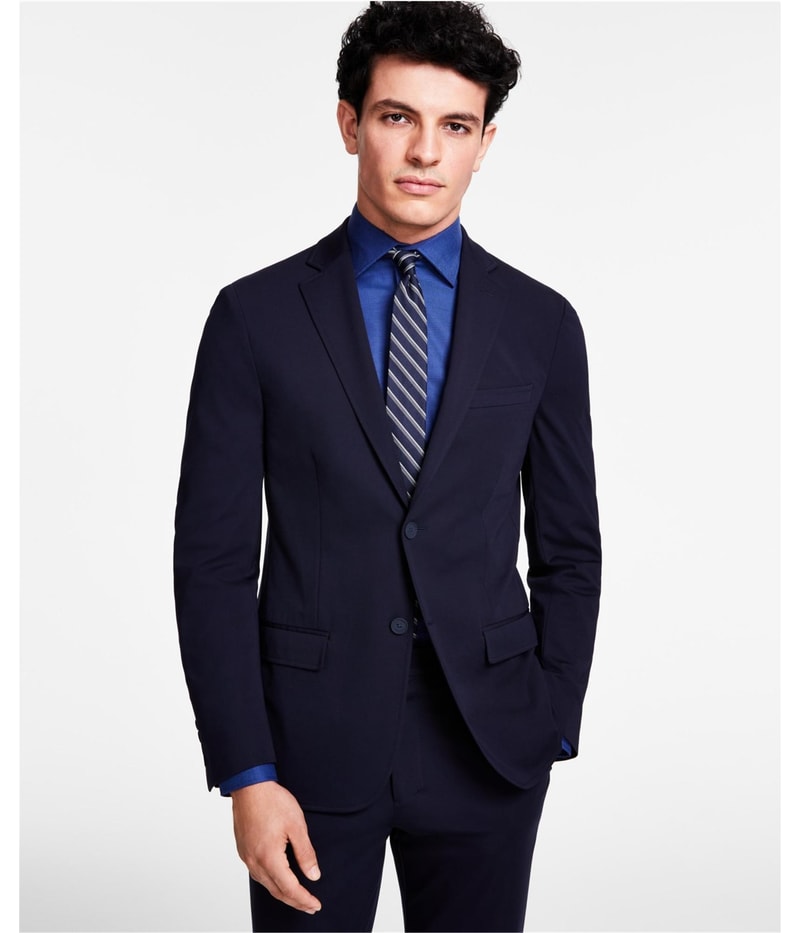 Calvin Klein Mens Stretch Two Button Blazer Jacket in Navy