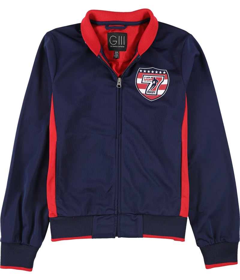 G-III Sports Womens USA Sevens Tournament Bomber Jacket in Blue