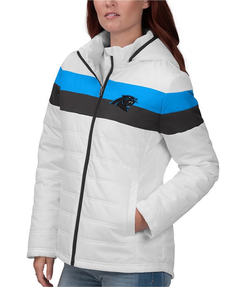 G-III Sports Womens Carolina Panthers Puffer Jacket in White