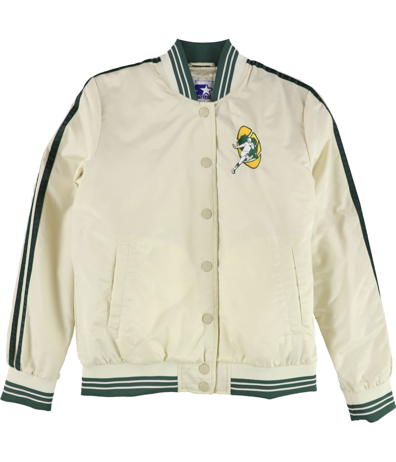 STARTER Mens Packers Varsity Jacket in Ivory