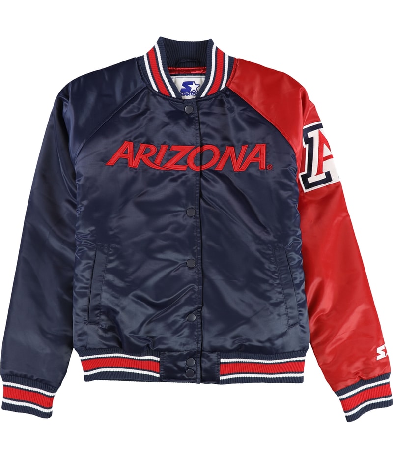 STARTER Womens University of Arizona Satin Varsity Jacket in Blue