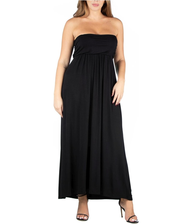 24seven Womens Gentle Ruching Strapless Maxi Dress
