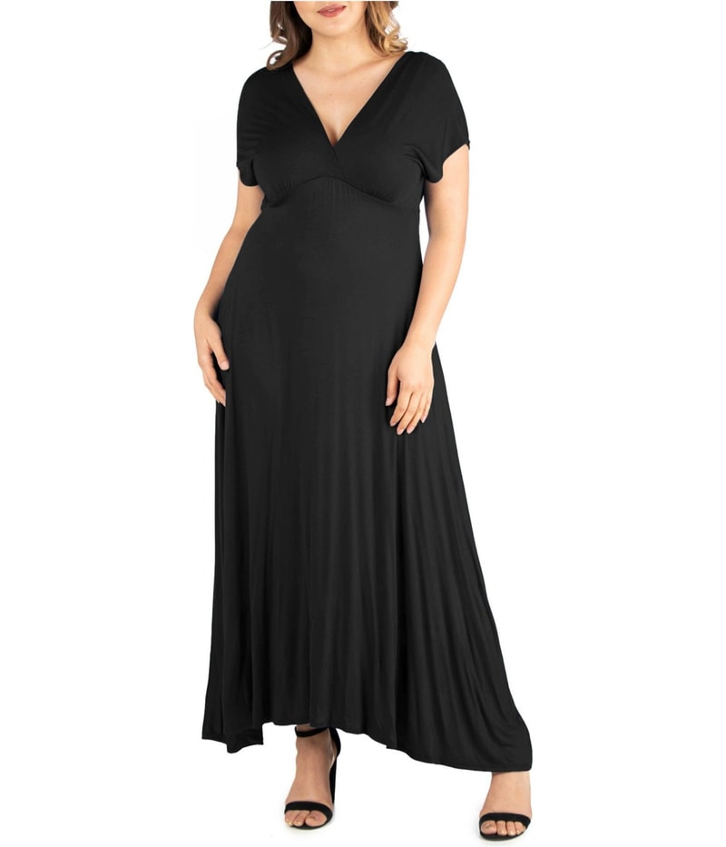 24seven Womens Solid Empire Waist Maxi Dress