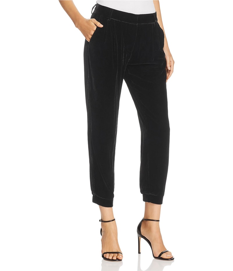 Parker Womens Velvet Straight Leg Jogger Casual Pants in Black