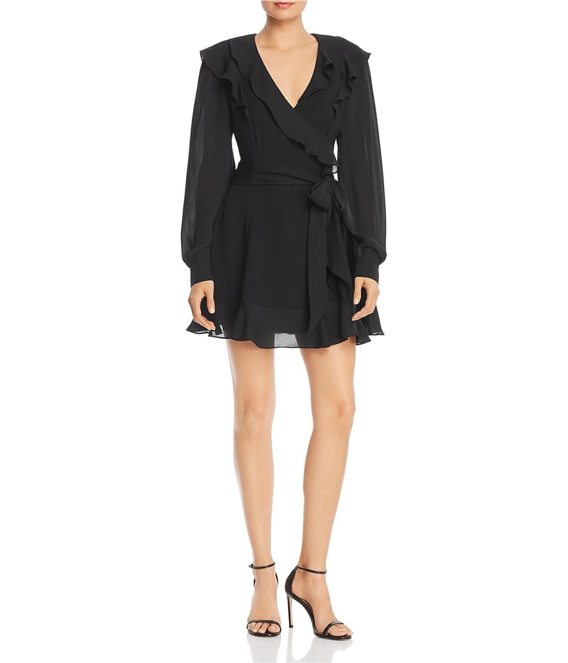 Parker Womens Pauline Ruffled Mini Dress in Black