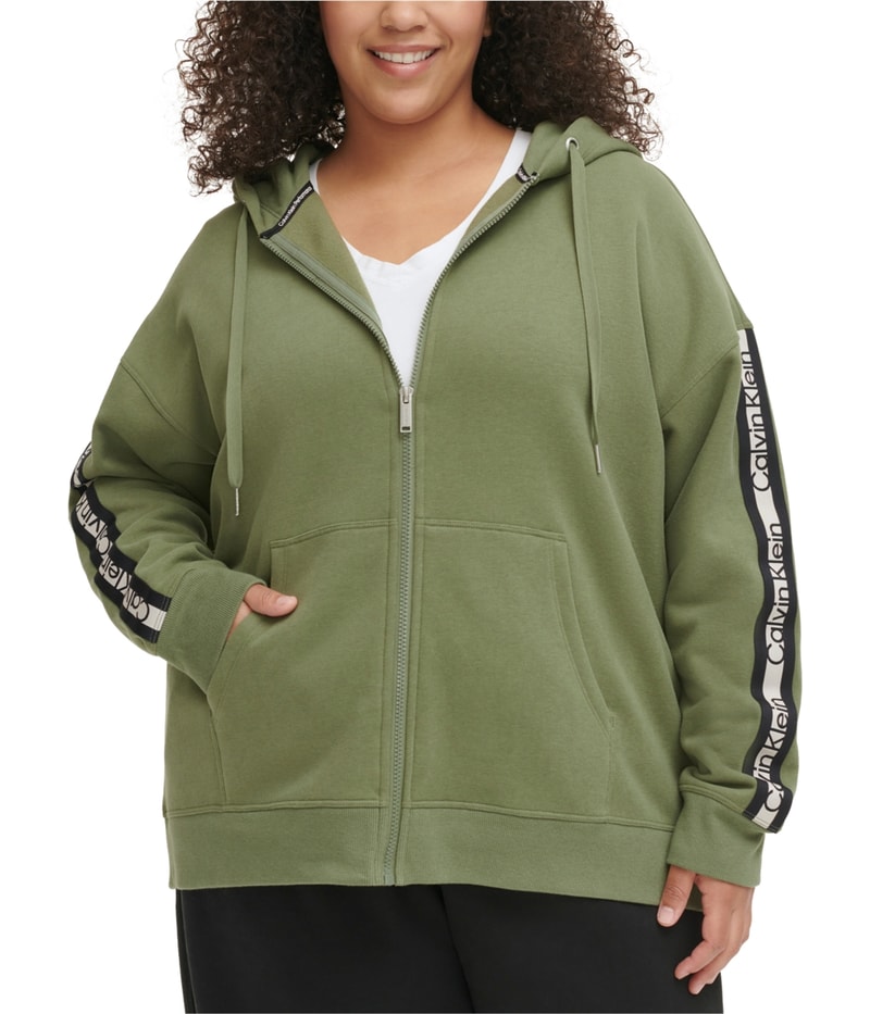 Calvin Klein Womens Logo Stripe Hoodie Sweatshirt