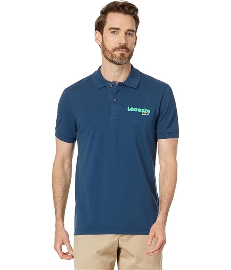 Lacoste Mens Knit Polo Shirt in Navy
