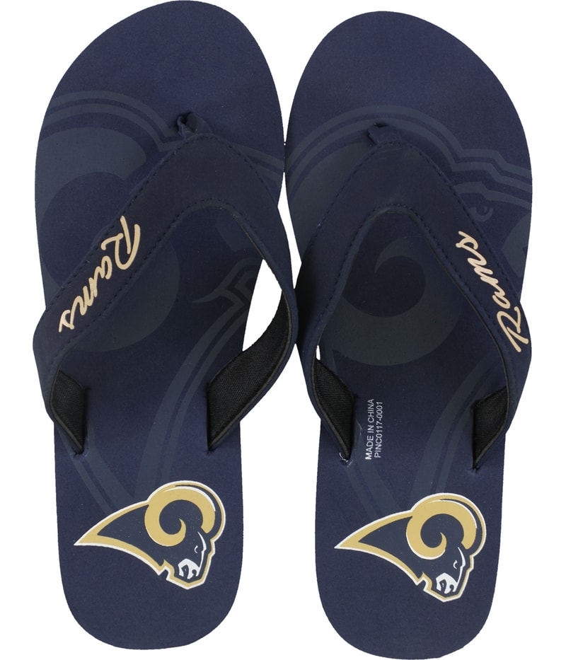 Forever Collectibles Mens LA Rams Flip Flop Sandals in Navy