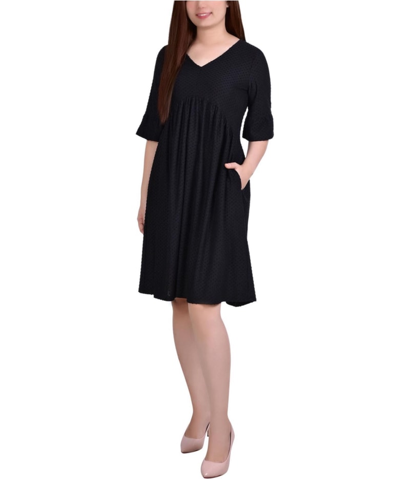 NY Collection Womens Textured Shift Dress