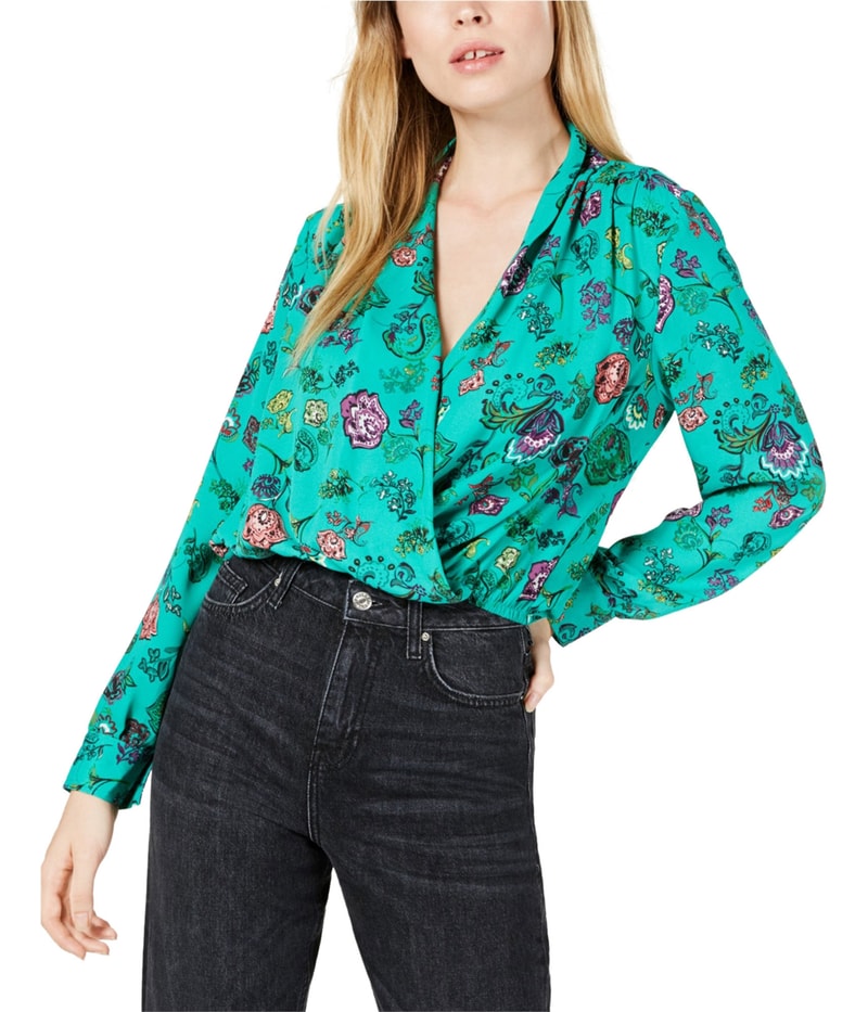 Project 28 Womens Faux Wrap Knit Blouse