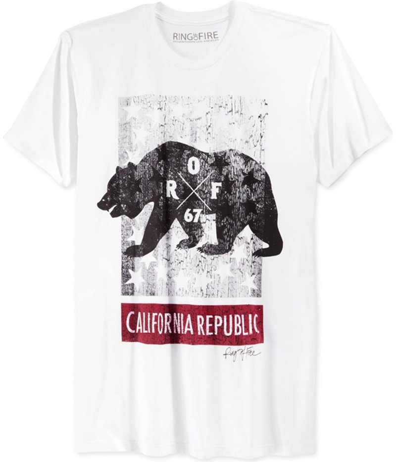 Ring Of Fire Mens Republic Of Fire Graphic T-Shirt in White