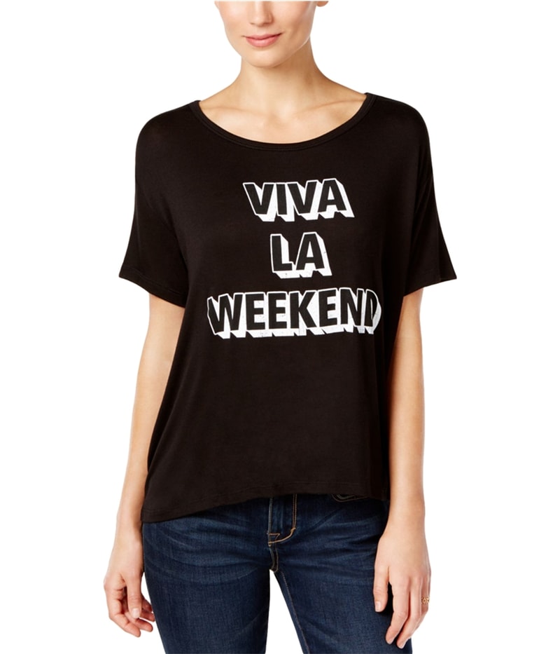 Retro Brand Womens Viva La Weekend Graphic T-Shirt in Black
